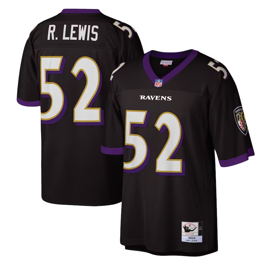 Men's Baltimore Ravens 2004 Ray Lewis Mitchell & Ness Black Authentic Throwback Retired Player Jersey - Puhuasuan