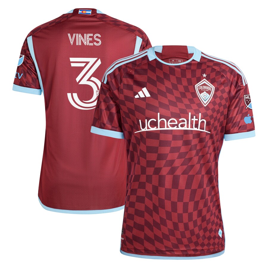 Men's Colorado Rapids Sam Vines adidas Burgundy 2024 One Flag Kit Authentic Player Jersey - Puhuasuan