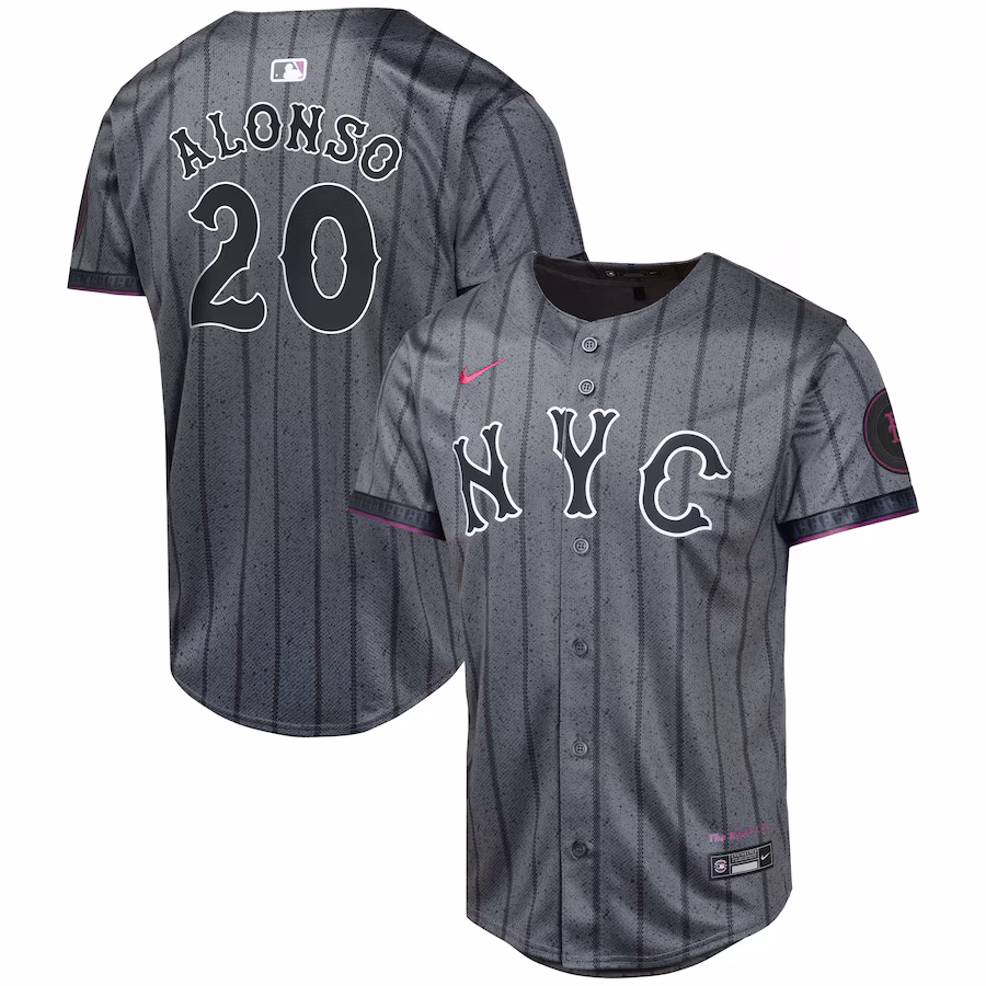 Youth New York Mets Pete Alonso Nike Graphite 2024 City Connect Limited Player Jersey - Puhuasuan
