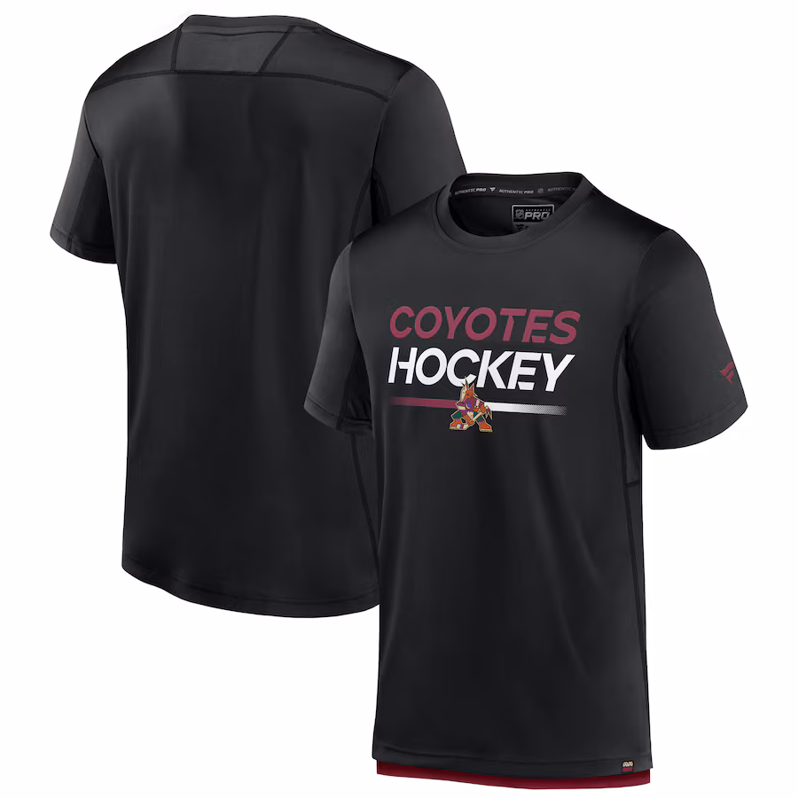 Men's Arizona Coyotes Fanatics Black Authentic Pro Tech T-Shirt - Puhuasuan