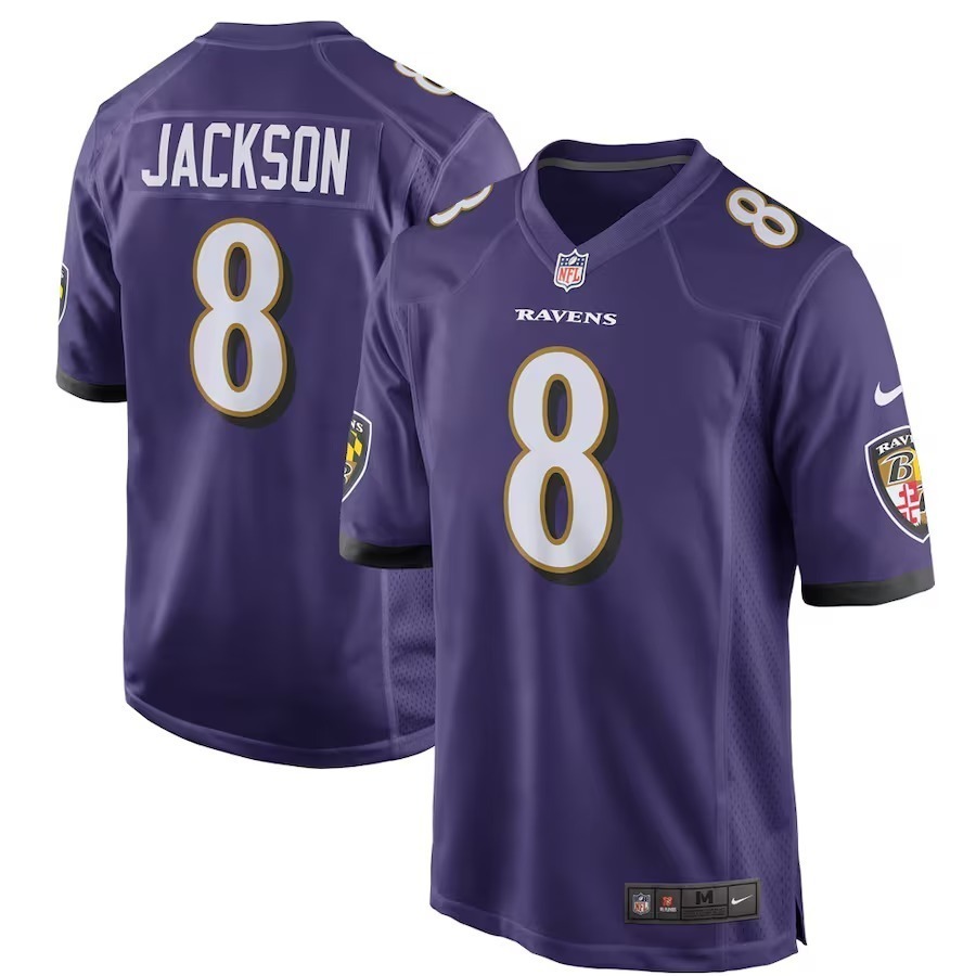 Men's Baltimore Ravens Lamar Jackson Nike Purple Game Player Jersey - Puhuasuan