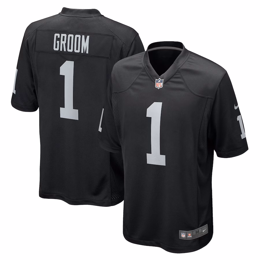 Men's Las Vegas Raiders Number 1 Groom Nike Black Game Jersey - Puhuasuan