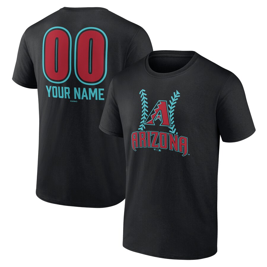 Men's Arizona Diamondbacks Black Personalized Name & Number Fastball T-Shirt - Puhuasuan