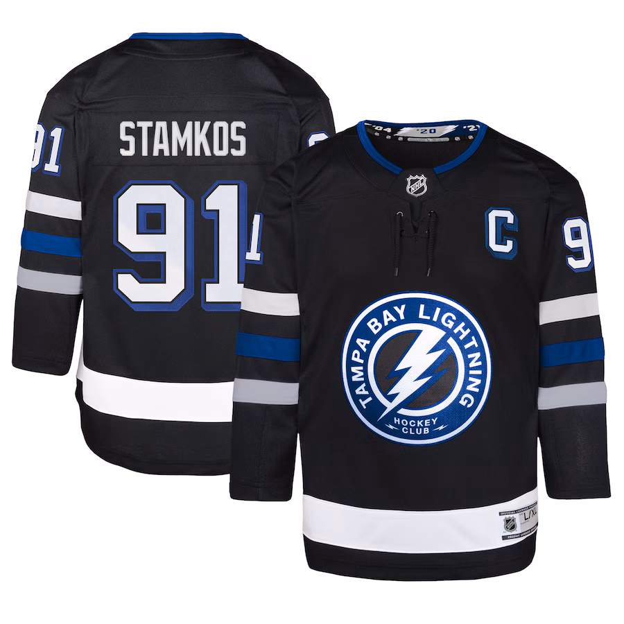 Youth Tampa Bay Lightning Steven Stamkos Black Alternate Premier Player Jersey - Puhuasuan