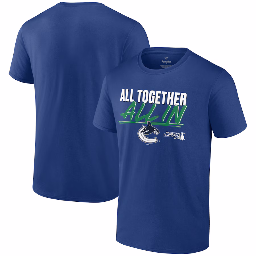 Men's Vancouver Canucks Fanatics Blue 2024 Stanley Cup Playoffs Slogan T-Shirt - Puhuasuan