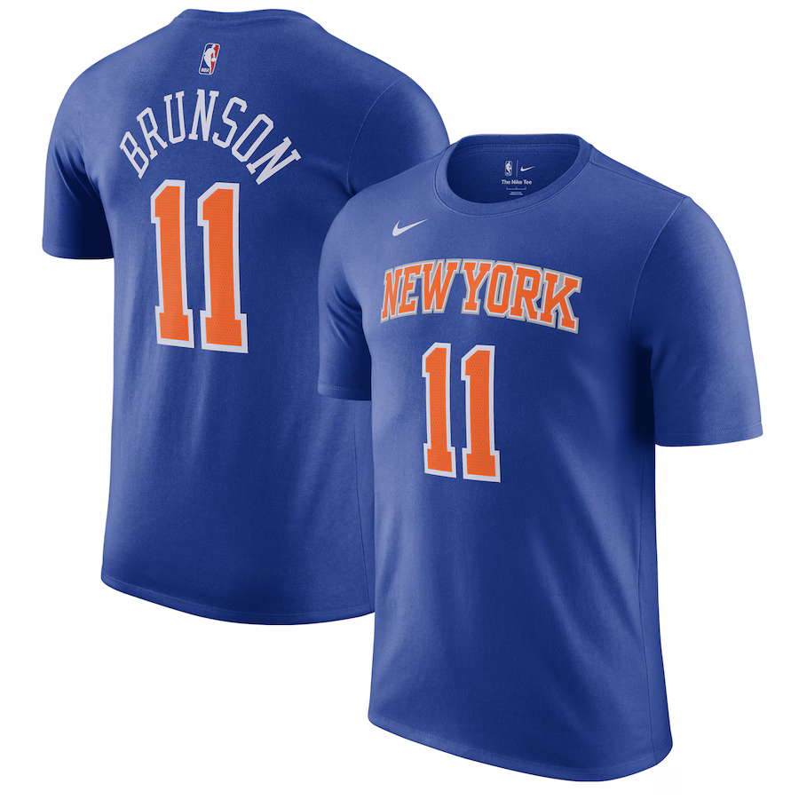 Men's New York Knicks Jalen Brunson Nike Blue Icon Edition Name & Number T-Shirt - Puhuasuan