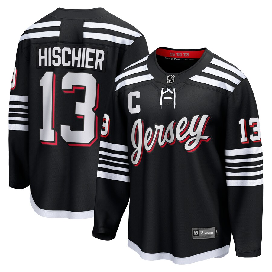 Men's New Jersey Devils Nico Hischier Fanatics Branded Black Alternate Premier Breakaway Player Jersey - Puhuasuan