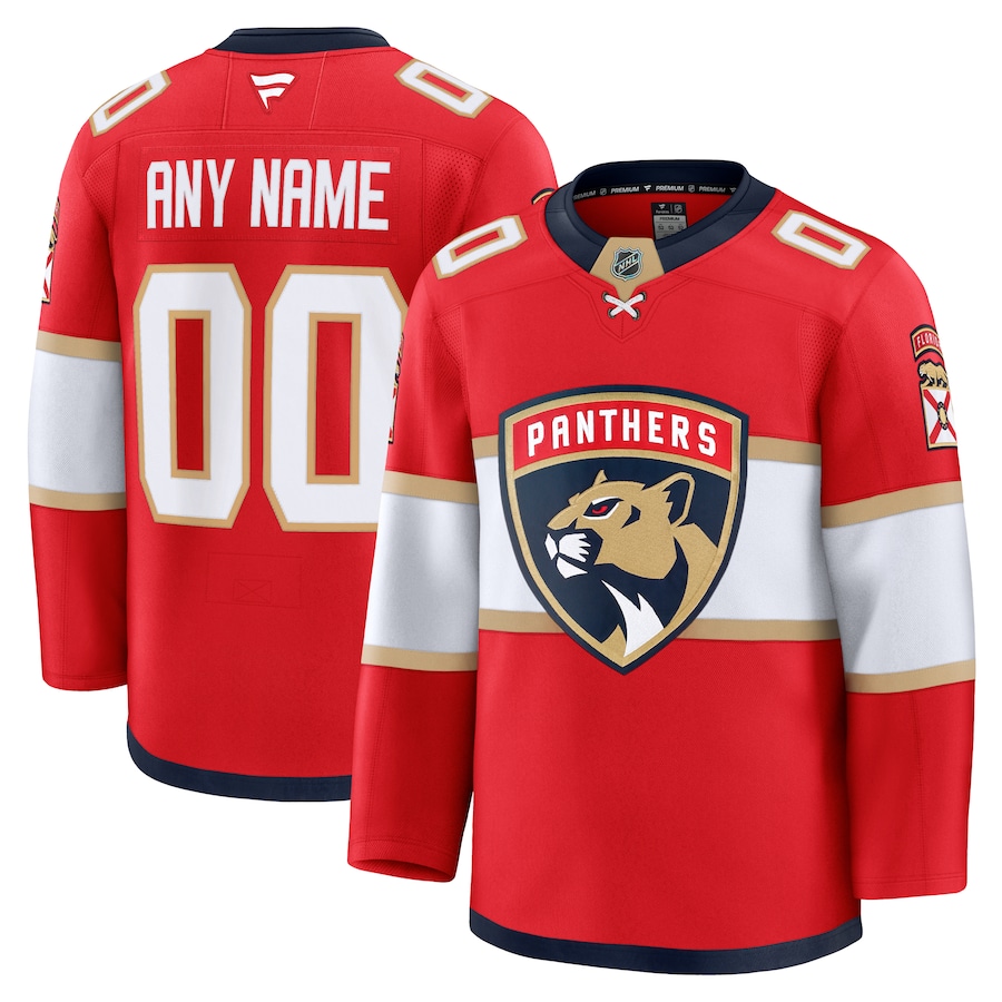 Men's Florida Panthers Fanatics Red Home Premium Custom Jersey - Puhuasuan
