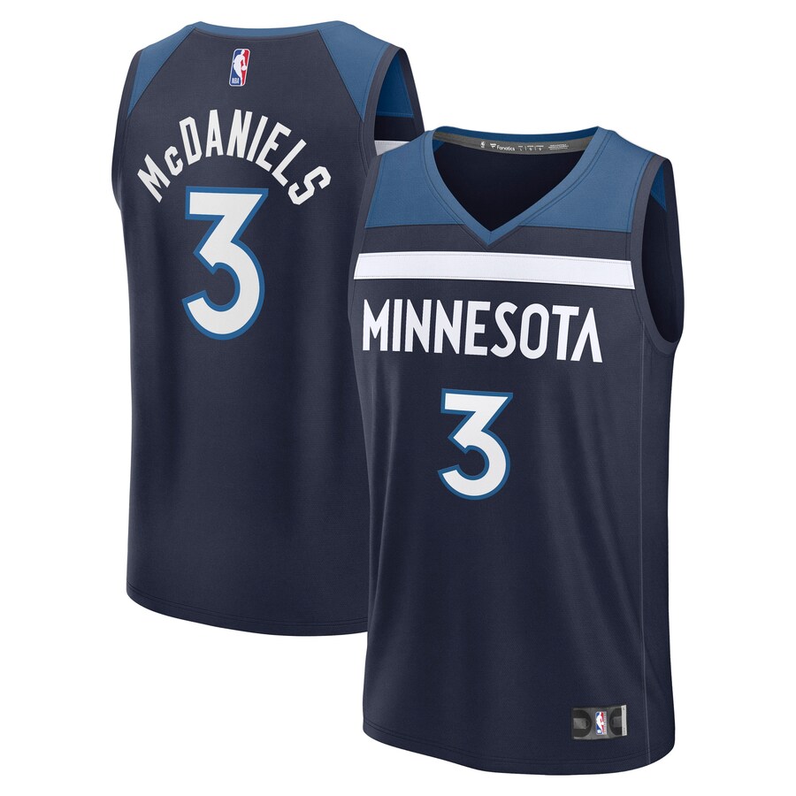 Men's Minnesota Timberwolves Jaden McDaniels Fanatics Navy Fast Break Replica Player Jersey - Icon Edition - Puhuasuan