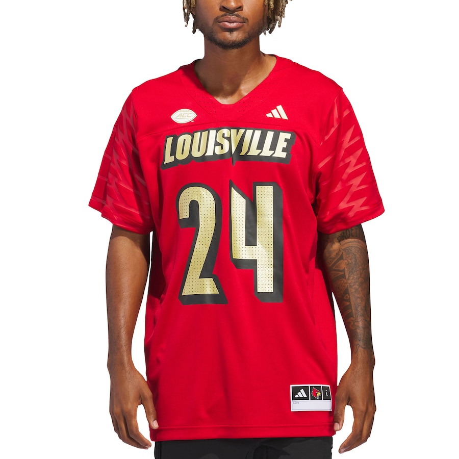 Men's adidas #24 Red Louisville Cardinals Alternate Premier Strategy Jersey - Puhuasuan