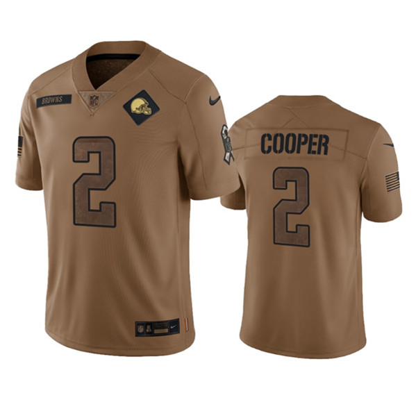 Men's Cleveland Browns #2 Amari Cooper 2023 Brown Salute To Service Limited Football Stitched Jersey - Puhuasuan