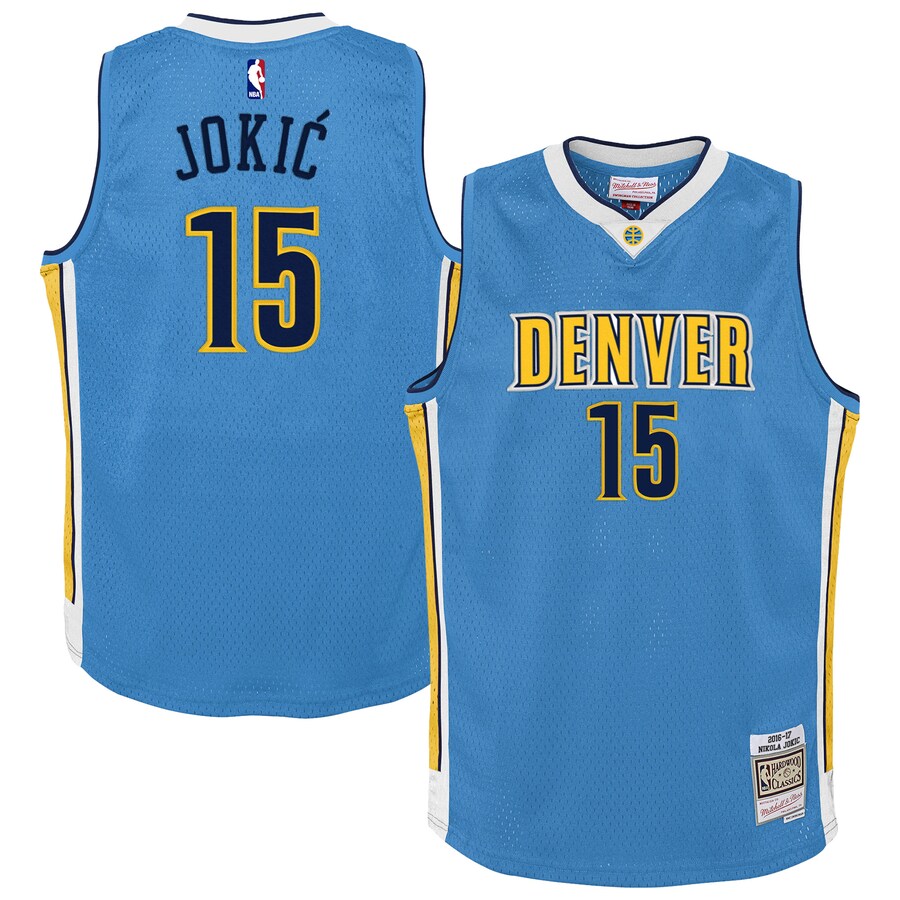 Youth Denver Nuggets Nikola Jokic Mitchell & Ness Light Blue 2016/17 Hardwood Classics Swingman Jersey - Puhuasuan