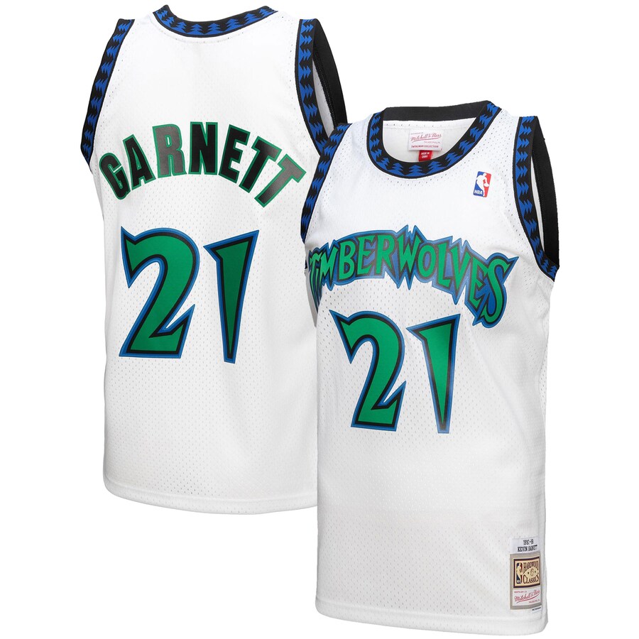 Men's Minnesota Timberwolves Kevin Garnett Mitchell & Ness White 1997-98 Hardwood Classics Reload 3.0 Swingman Jersey - Puhuasuan
