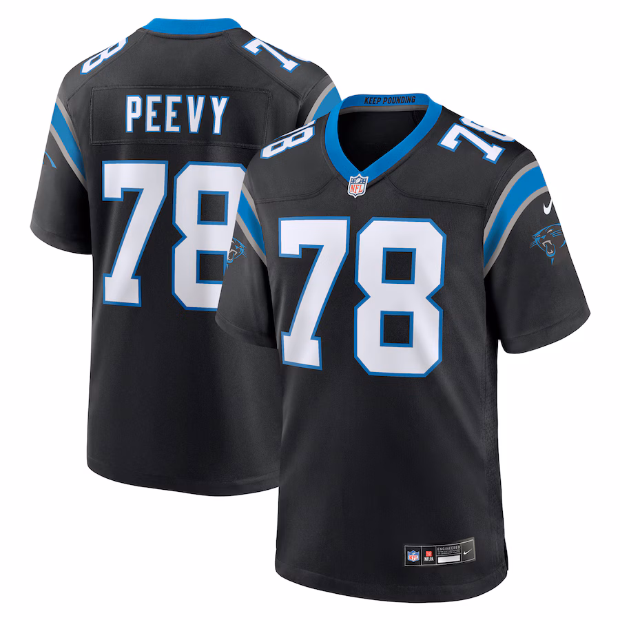Men's Carolina Panthers Jayden Peevy Nike  Black  Game Jersey - Puhuasuan