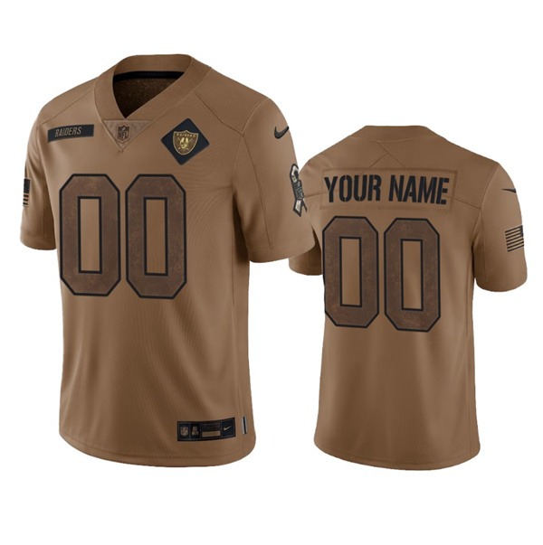 Men's Las Vegas Raiders Active Player Custom 2023 Brown Salute To Service Limited Football Stitched Jersey - Puhuasuan