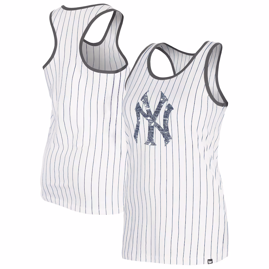 Women's New York Yankees New Era White Gameday Pinstripe Tank Top - Puhuasuan
