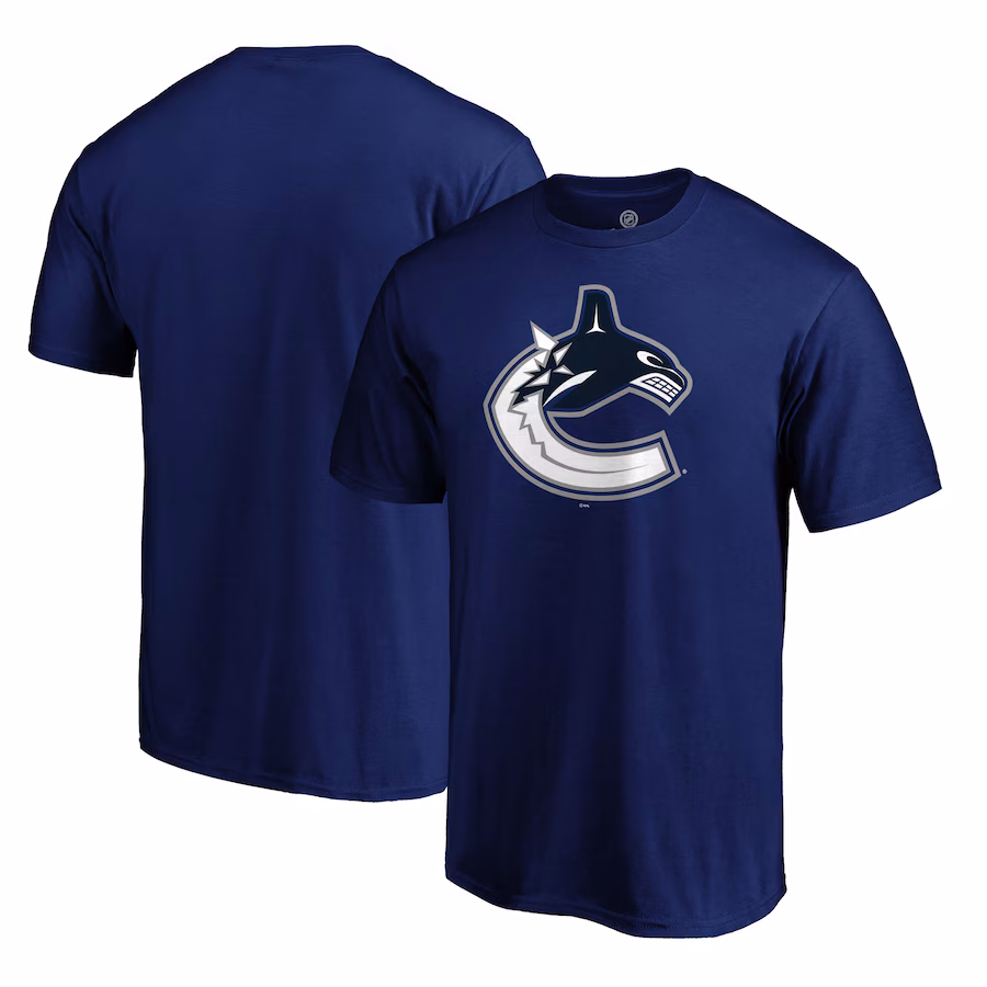 Men's Vancouver Canucks Royal Primary Logo Short Sleeve T-Shirt - Puhuasuan
