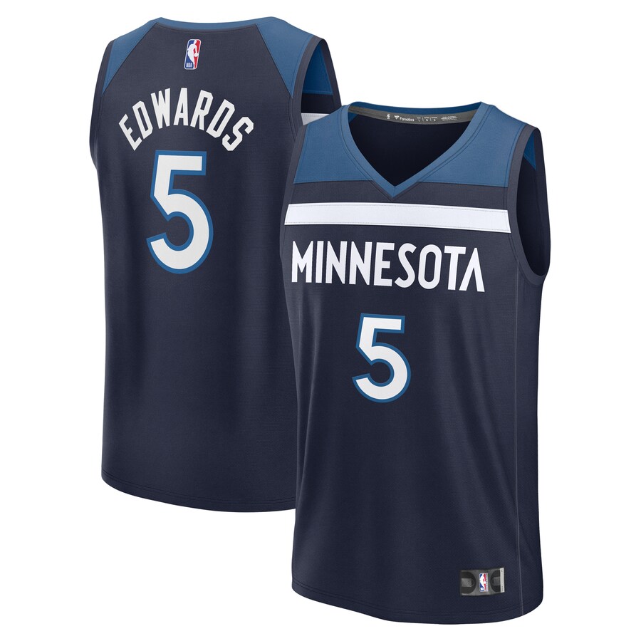 Men's Minnesota Timberwolves Anthony Edwards Fanatics Navy Fast Break Replica Player Jersey - Icon Edition - Puhuasuan