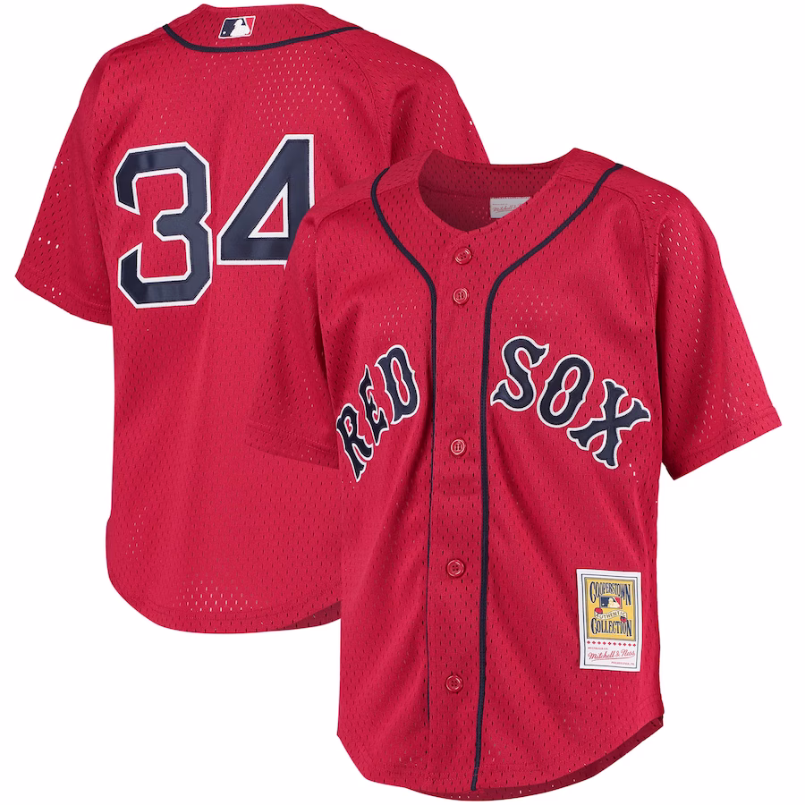 Youth Boston Red Sox David Ortiz Mitchell & Ness Red Cooperstown Collection Batting Practice Jersey - Puhuasuan