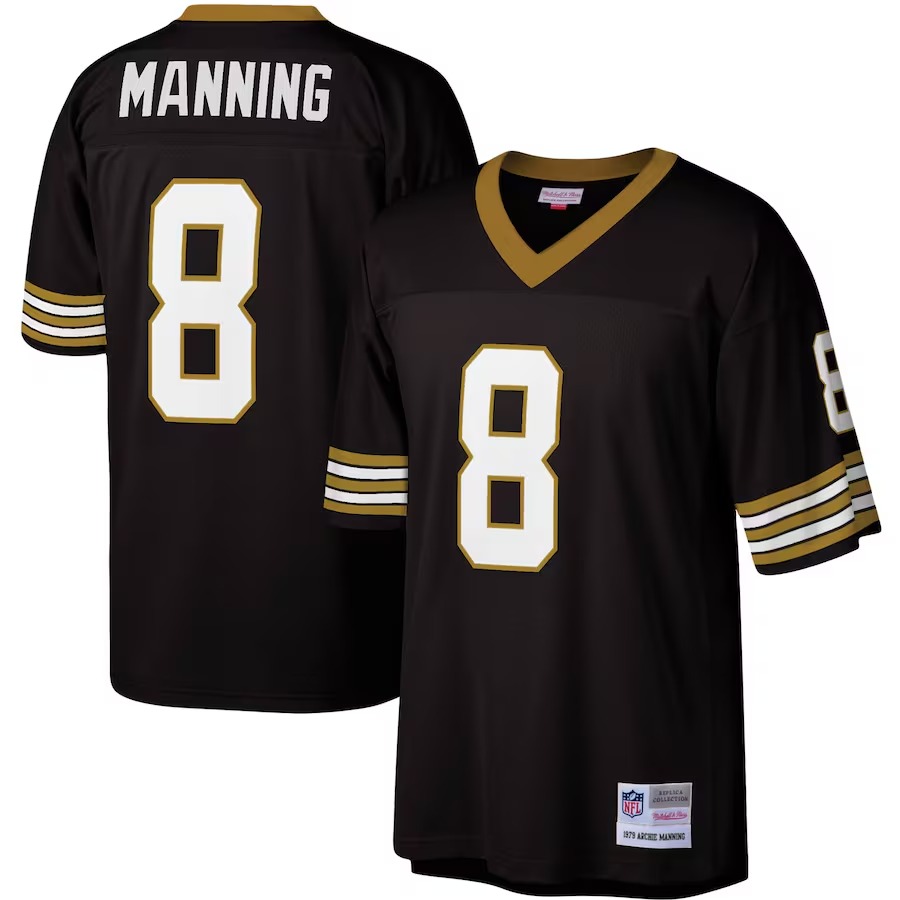 Men's New Orleans Saints Archie Manning Mitchell & Ness Black Legacy Replica Jersey - Puhuasuan