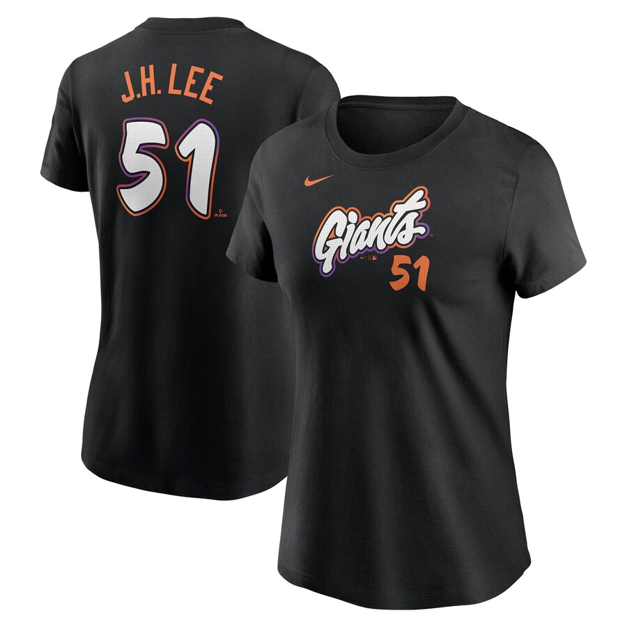 Women's San Francisco Giants Jung Hoo Lee Nike Anthracite 2025 City Connect Fuse Name & Number T-Shirt - Puhuasuan