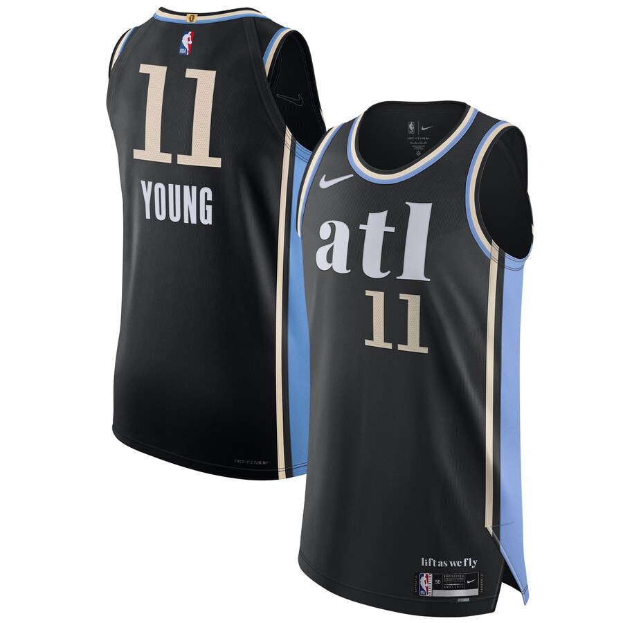 Men's Atlanta Hawks Trae Young Nike Black  Authentic Jersey - City Edition - Puhuasuan