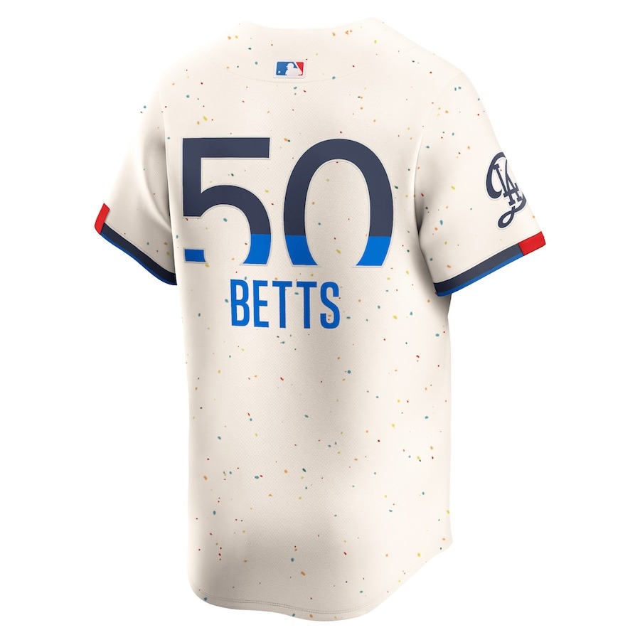 Men's Los Angeles Dodgers Mookie Betts Nike Cream 2024 World Series Champions City Connect Limited Player Jersey - Puhuasuan