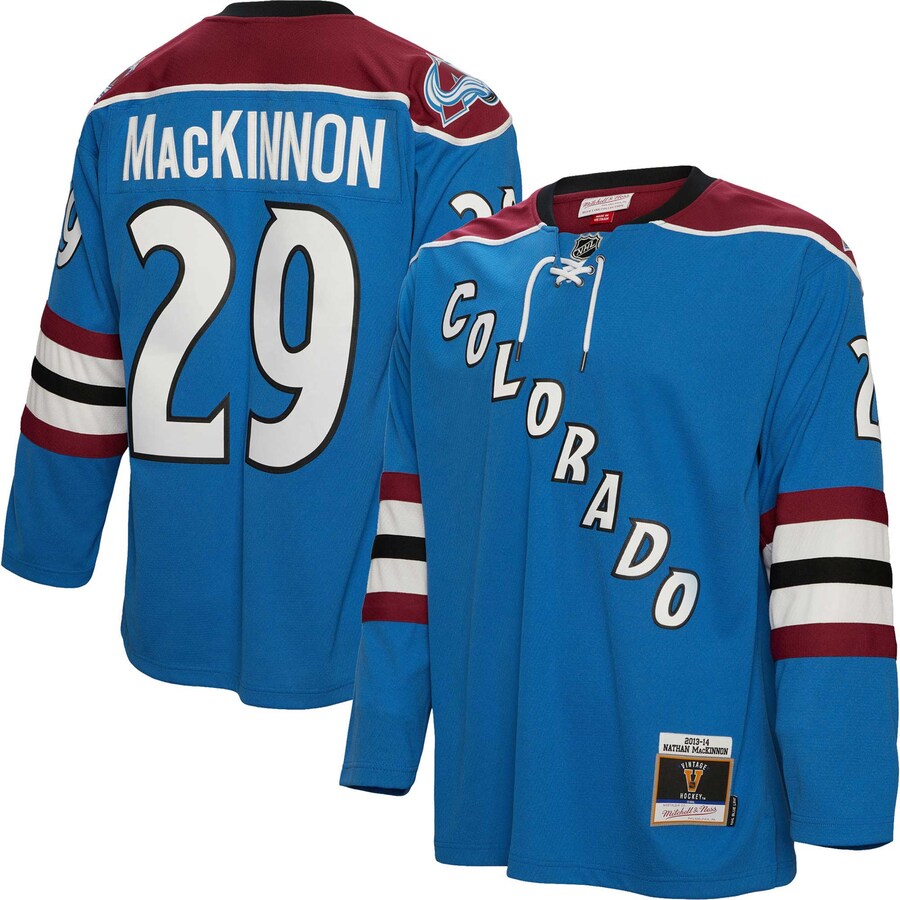 Men's Colorado Avalanche Nathan MacKinnon Mitchell & Ness Blue Big & Tall 2013 Blue Line Player Jersey - Puhuasuan