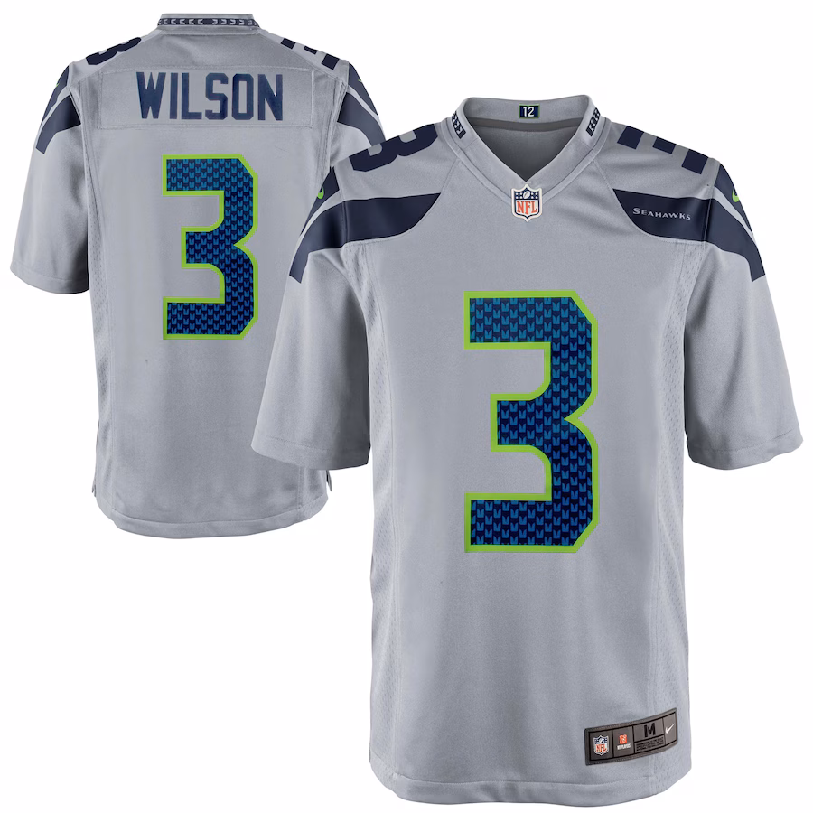 Mens Seattle Seahawks Russell Wilson Nike Gray Alternate Game Jersey - Puhuasuan