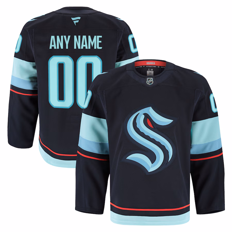Men's Seattle Kraken Fanatics Navy Home Authentic Pro Custom Jersey - Puhuasuan