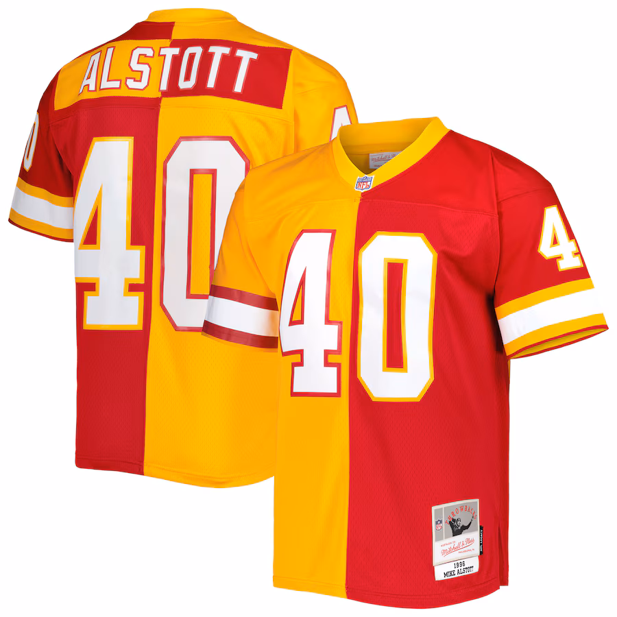 Men's Tampa Bay Buccaneers Mike Alstott Mitchell & Ness Orange/Red 1996 Split Legacy Replica Jersey - Puhuasuan