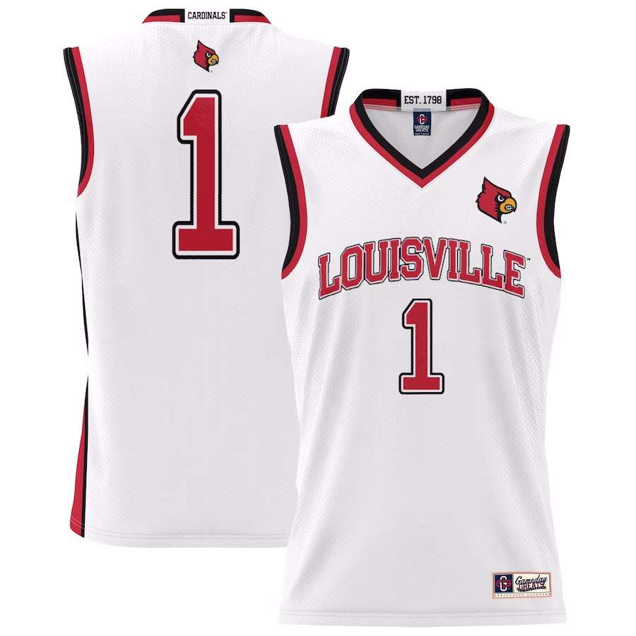 #1 Louisville Cardinals GameDay Greats Youth Lightweight Basketball Jersey - White - Puhuasuan