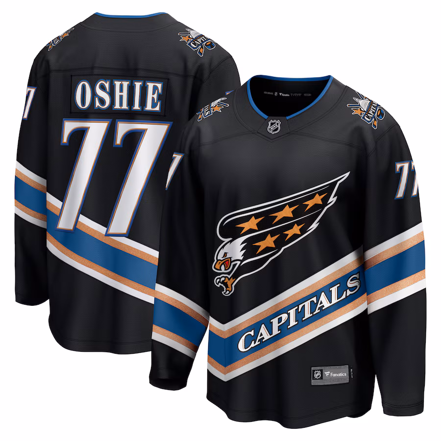 Men's Washington Capitals TJ Oshie Fanatics Black Alternate 50th Anniversary Premier Breakaway Player Jersey - Puhuasuan