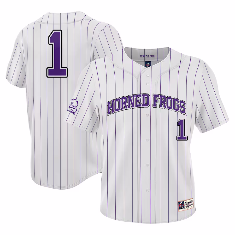 #1 TCU Horned Frogs GameDay Greats Youth Lightweight Baseball Jersey - White - Puhuasuan