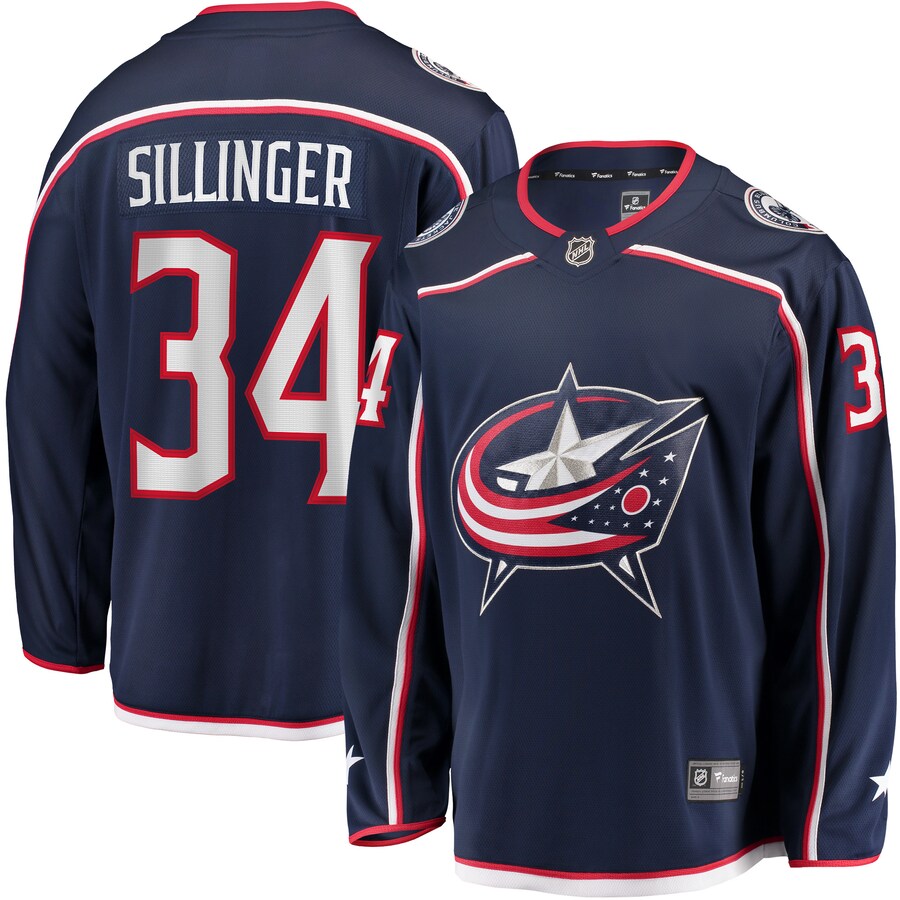 Men's Columbus Blue Jackets Cole Sillinger Fanatics Branded Navy Home Breakaway Player Jersey - Puhuasuan