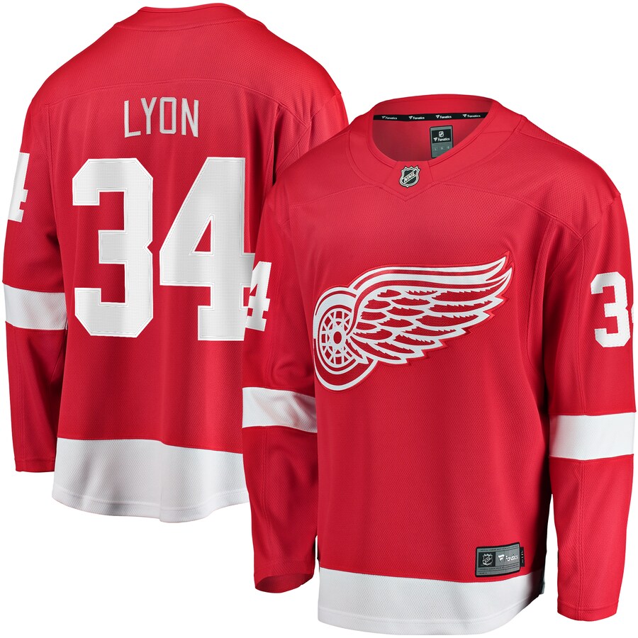 Men's Detroit Red Wings Alex Lyon Fanatics Branded Red Home Breakaway Jersey - Puhuasuan