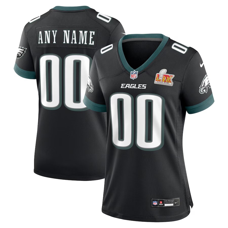 Women's Philadelphia Eagles Nike Black Super Bowl LIX Custom Alternate Game Jersey - Puhuasuan
