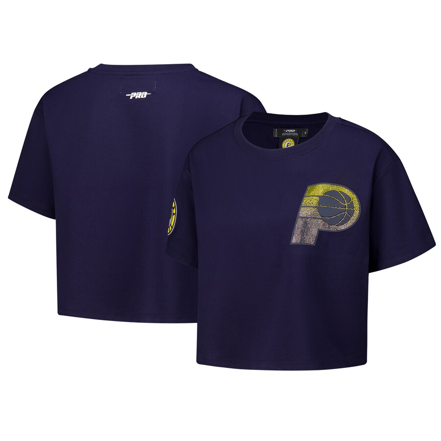 Women's Indiana Pacers Pro Standard Navy Jewels Boxy Cropped T-Shirt - Puhuasuan