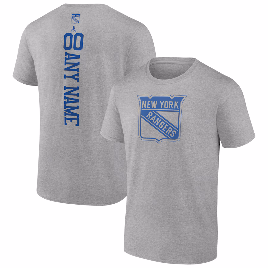 Men's New York Rangers Heather Gray Personalized Name & Number T-Shirt - Puhuasuan
