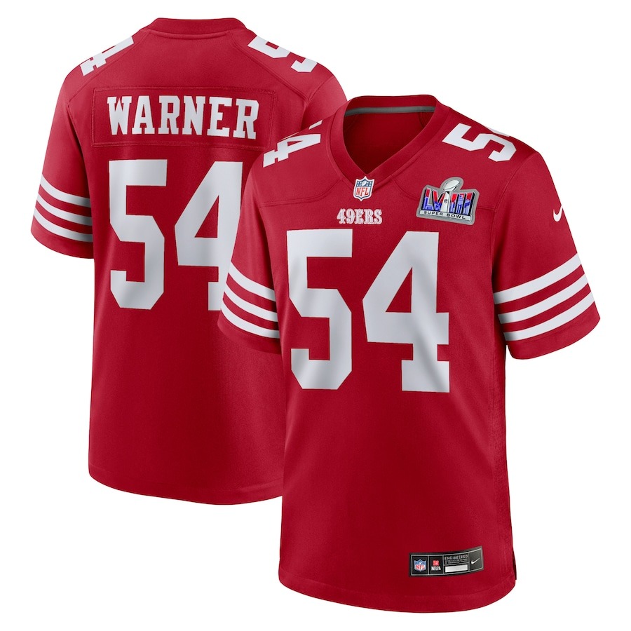 Men's San Francisco 49ers Fred Warner Nike Scarlet Super Bowl LVIII Game Jersey - Puhuasuan