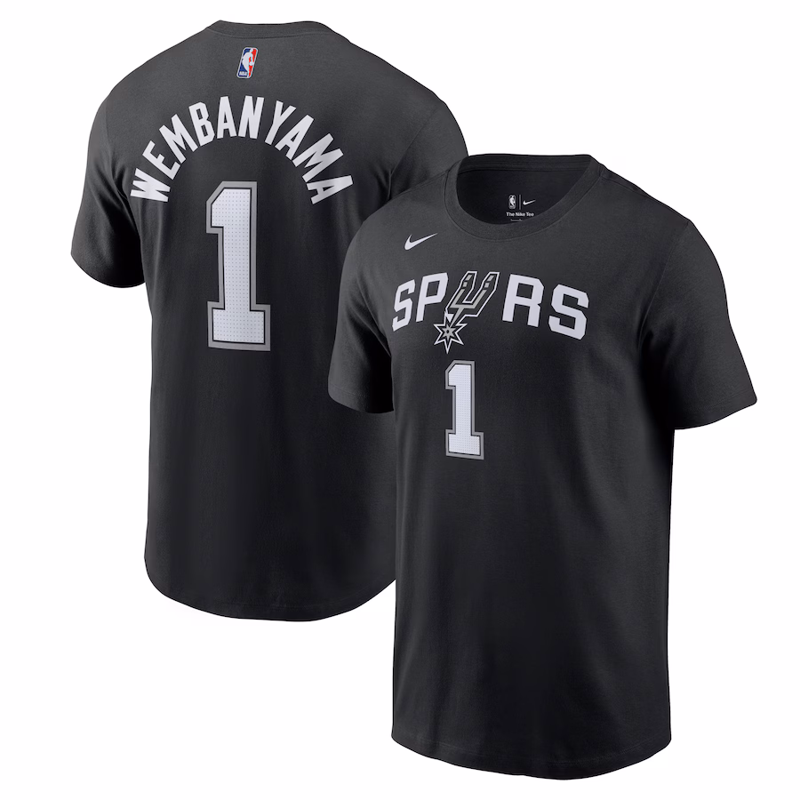 Men's San Antonio Spurs Victor Wembanyama Nike Black Icon 2022/23 Name & Number T-Shirt - Puhuasuan
