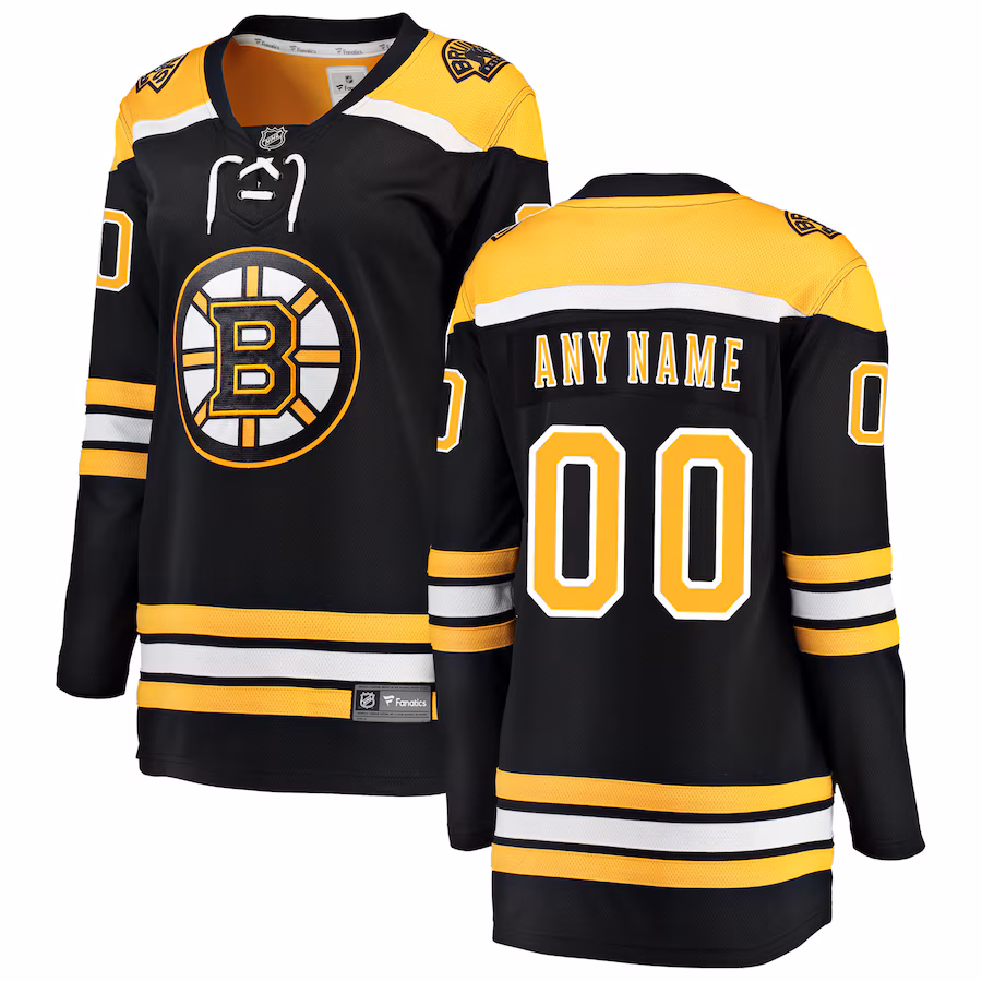Women's Boston Bruins Fanatics Black Home Breakaway Custom Jersey - Puhuasuan