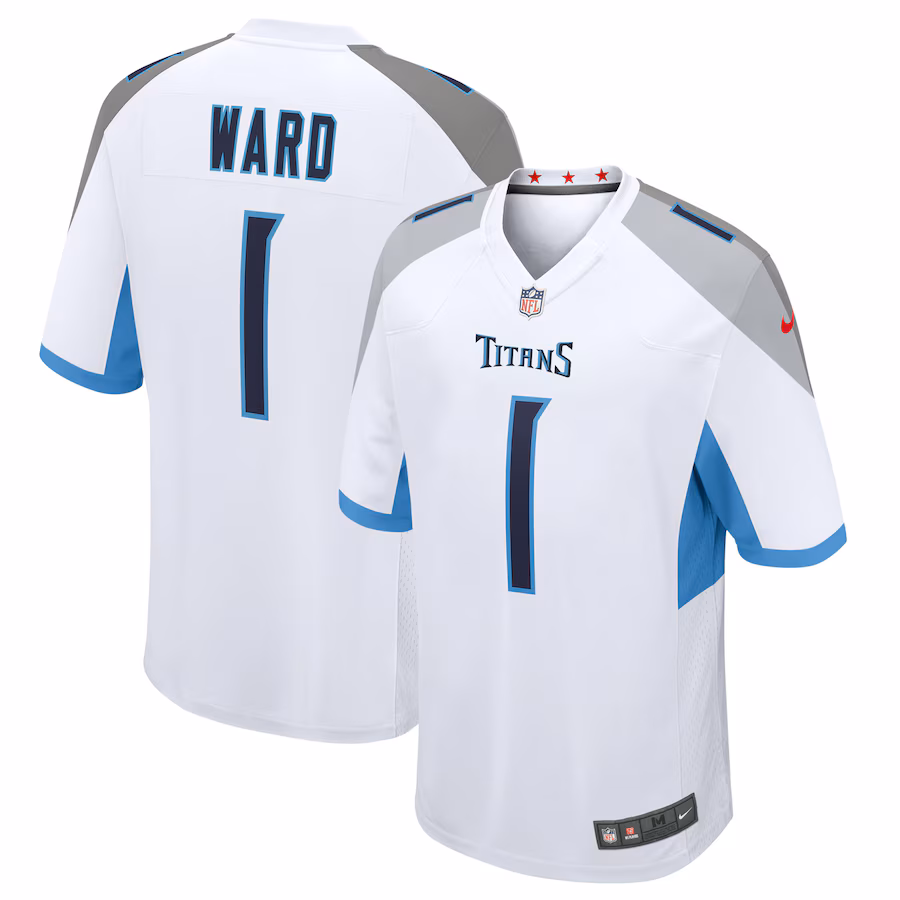 Men's Tennessee Titans Cameron Ward Nike White 2025 NFL Draft First Round Pick  Game Jersey - Puhuasuan