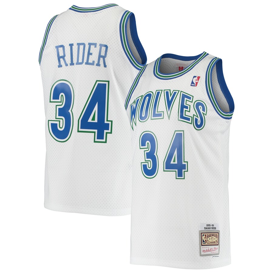 Men's Minnesota Timberwolves Isaiah Rider Mitchell & Ness White 1995/96 Hardwood Classics Swingman Jersey - Puhuasuan