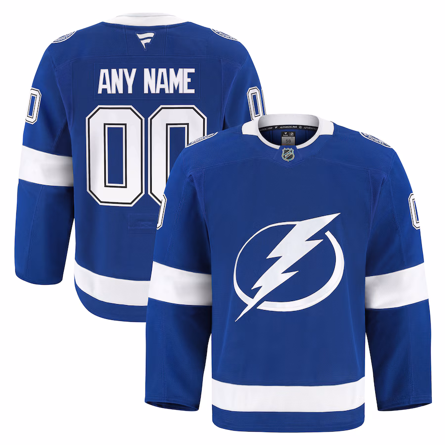 Men's Tampa Bay Lightning Fanatics Blue Home Authentic Pro Custom Jersey - Puhuasuan