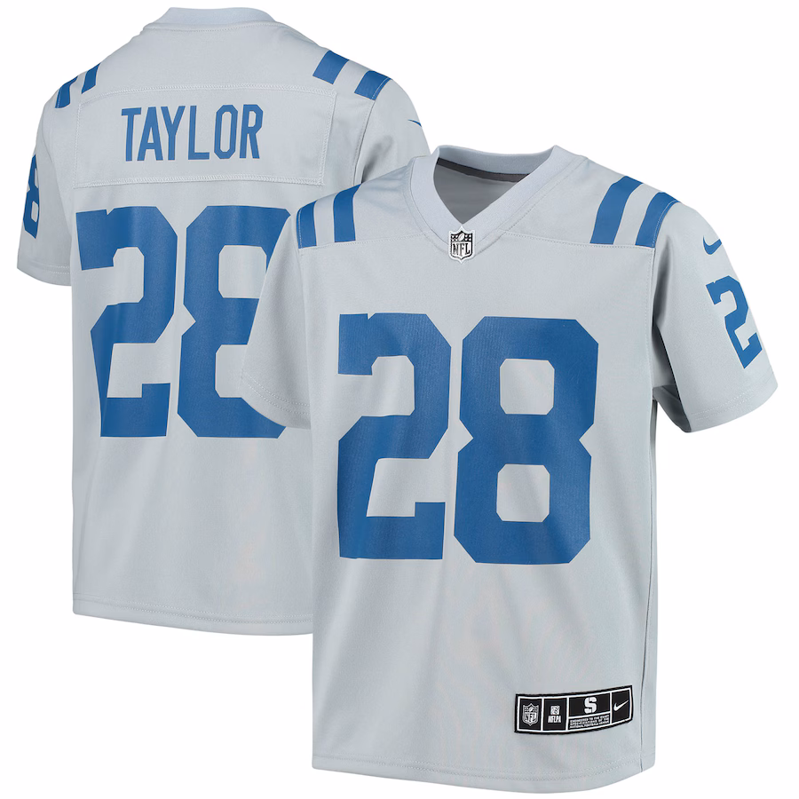 Youth Indianapolis Colts Jonathan Taylor Nike Gray Inverted Team Game Jersey - Puhuasuan