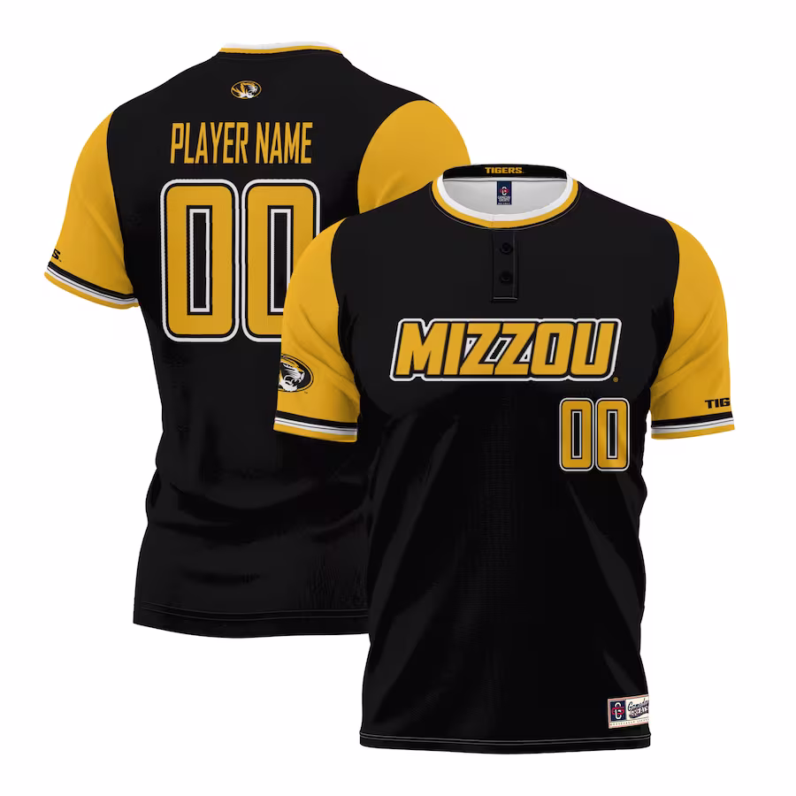 Missouri Tigers GameDay Greats Unisex  NIL Pick-A-Player Lightweight Softball Jersey - Black - Puhuasuan