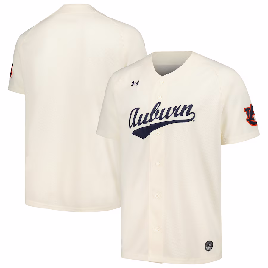 Auburn Tigers Under Armour Replica Baseball Jersey - Cream - Puhuasuan