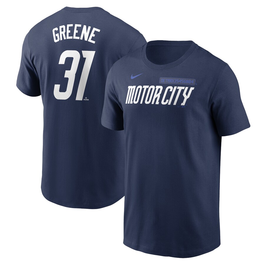 Men's Detroit Tigers Riley Greene Nike Navy 2024 City Connect Fuse Name & Number T-Shirt - Puhuasuan