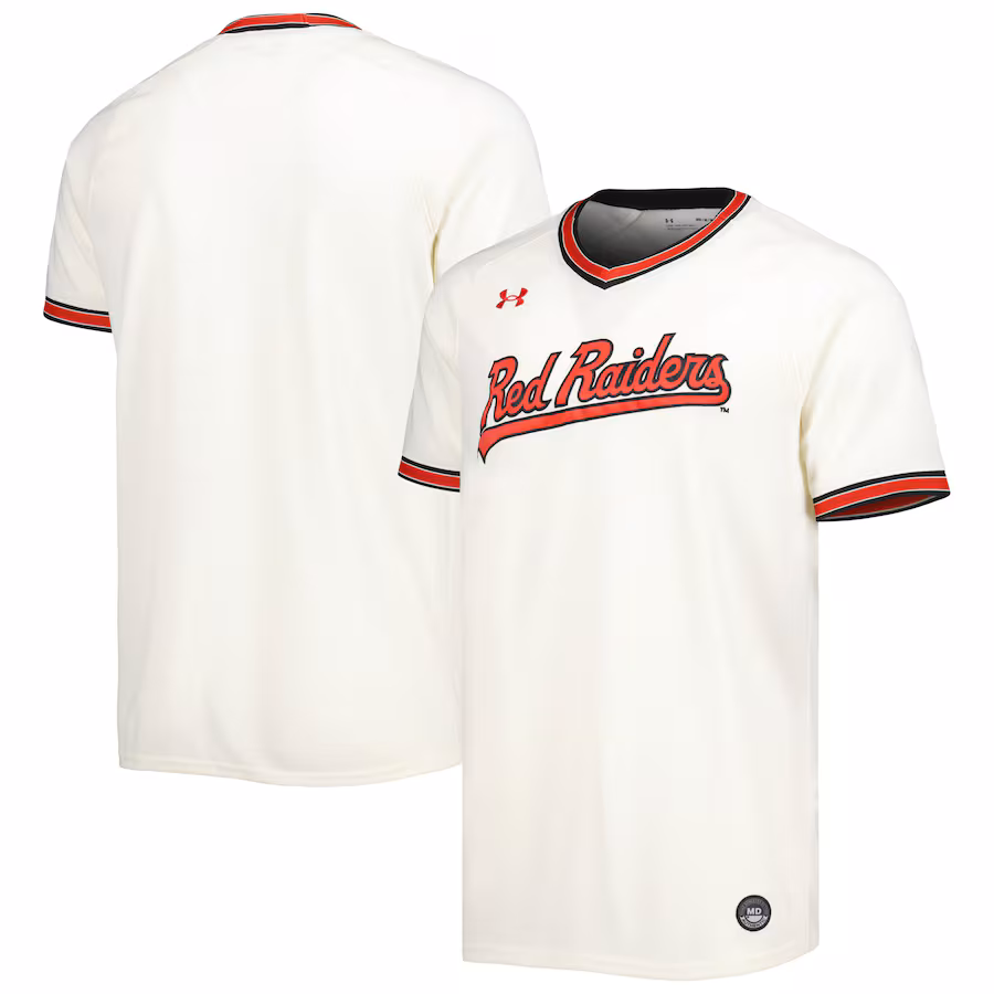 Men's Under Armour Cream Texas Tech Red Raiders Replica Baseball Jersey - Puhuasuan